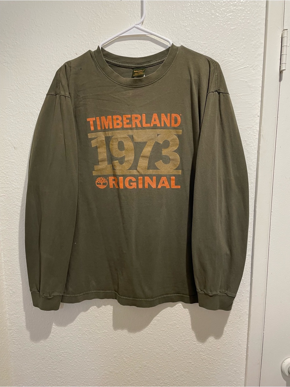 Vintage Timberland 1973 Original Long Sleeve Tee | Olive Green Men's L